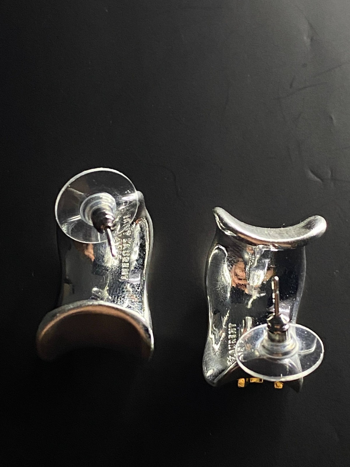 Vintage Yves Saint Laurent Two-Tone Sculptural Earrings 3cm