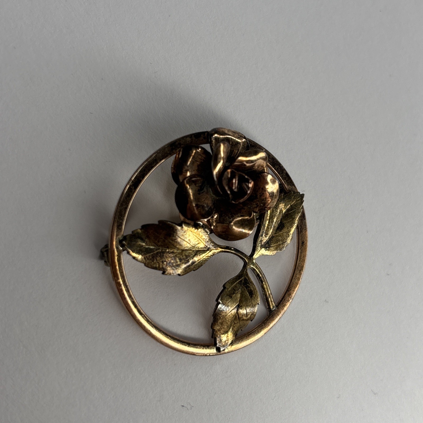 Vintage DIANA Krementz Gold And Rose Tone Brooch Flower Signed