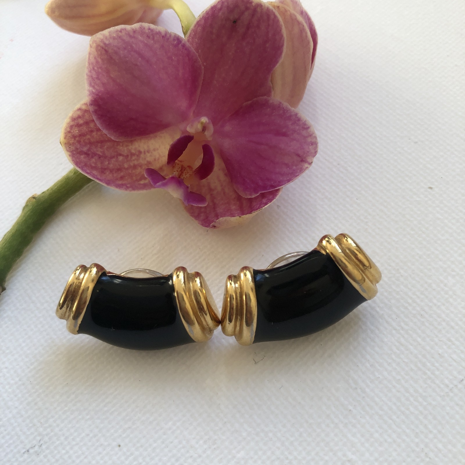 Vintage Monet Curved Gold-tone Earrings
