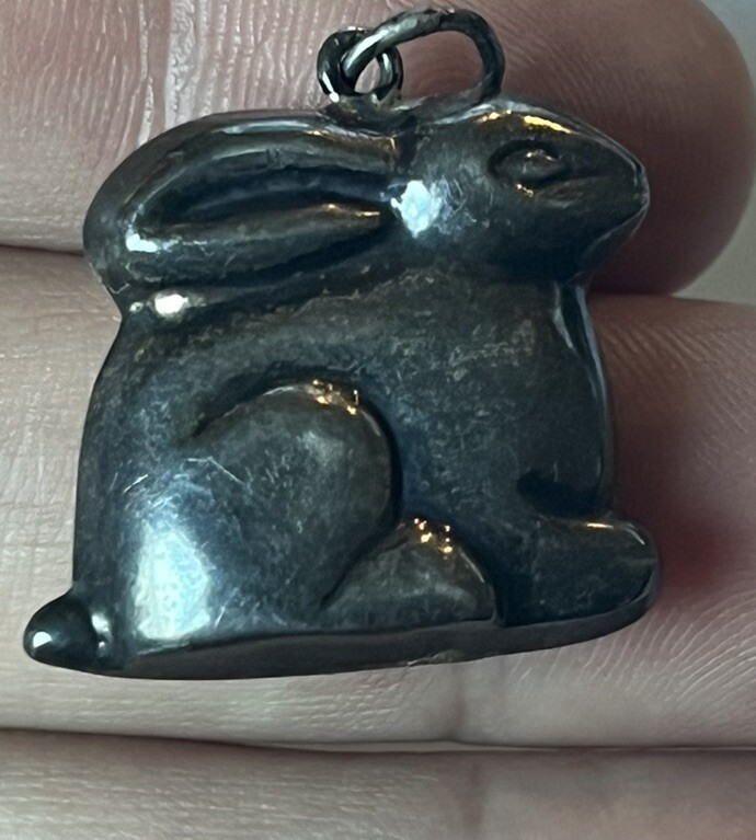 Vintage Sterling Silver Rabbit Charm Pendant