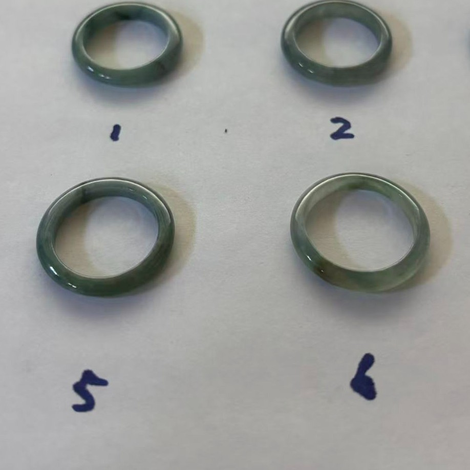 Hi-grade Natural green Jade Jadeite Rings Thin Band, Width about 3 mm