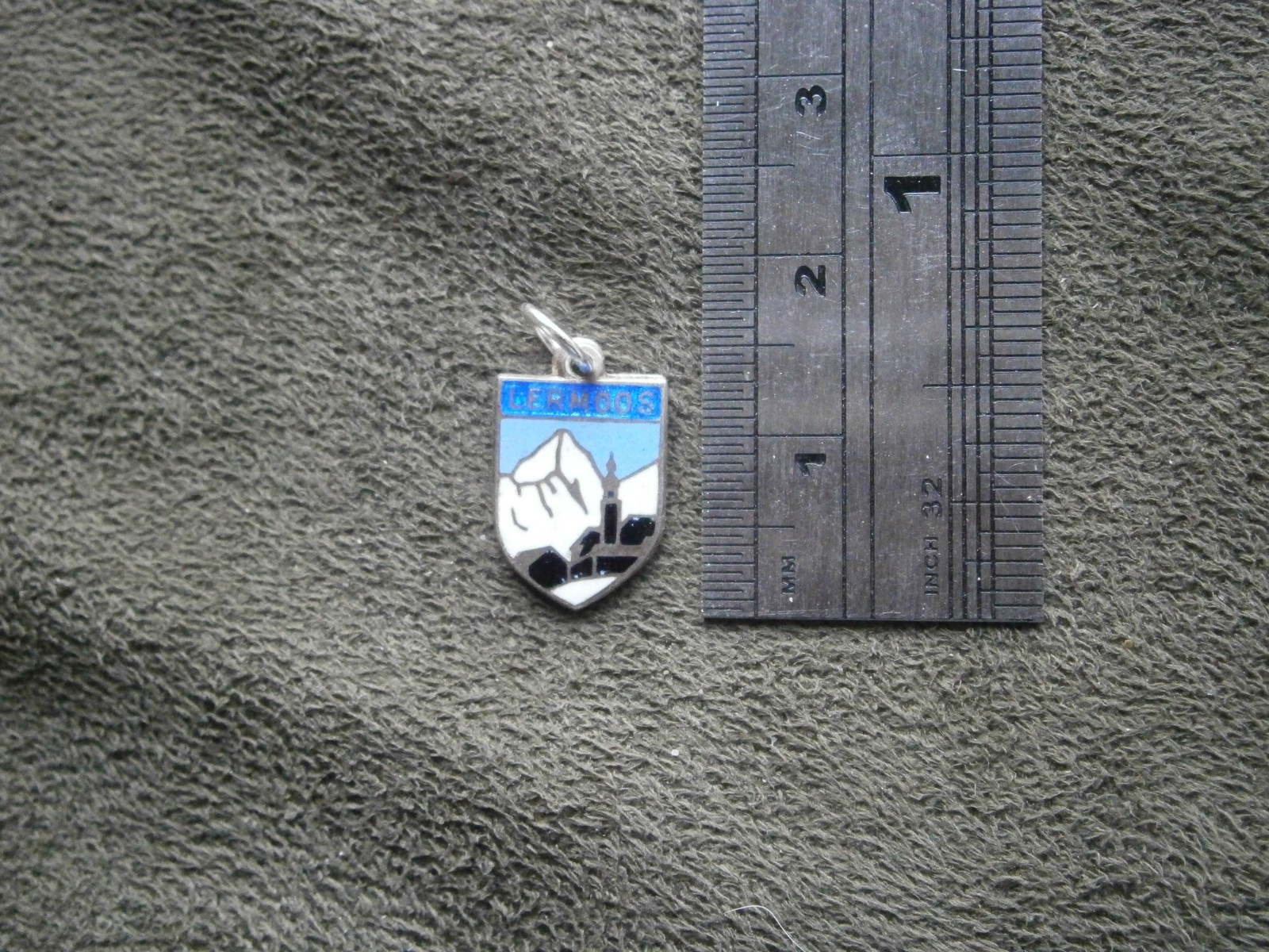 Lermoos Austria Vintage 800 Silver Enamel Travel Shield Bracelet Charm