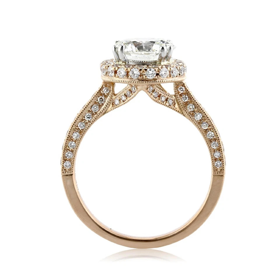 Multi Stone 2.50CT Round Cut White Moissanite With 10K Yellow Gold FN Women Ring