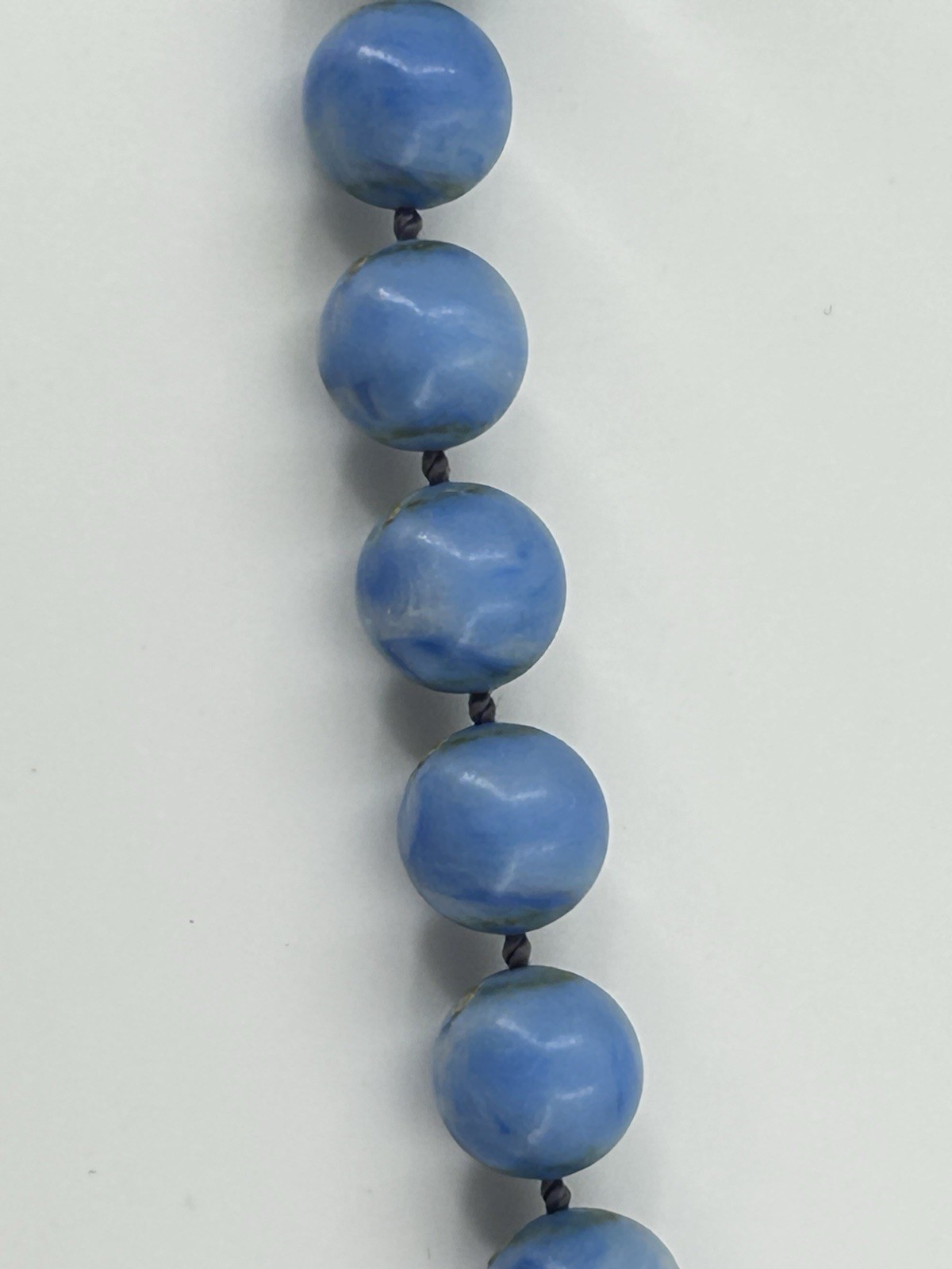 Vintage Blue Swirl Bead Plastic Necklace 30 Inch