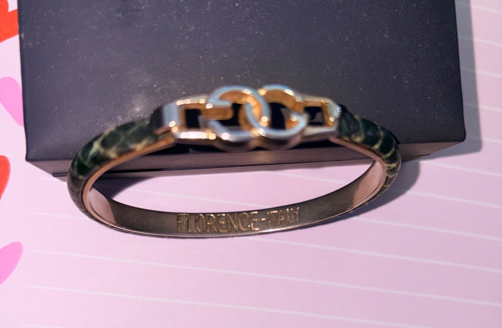 Vintage Gucci Interlocking GG Snakeskin Bangle Bracelet