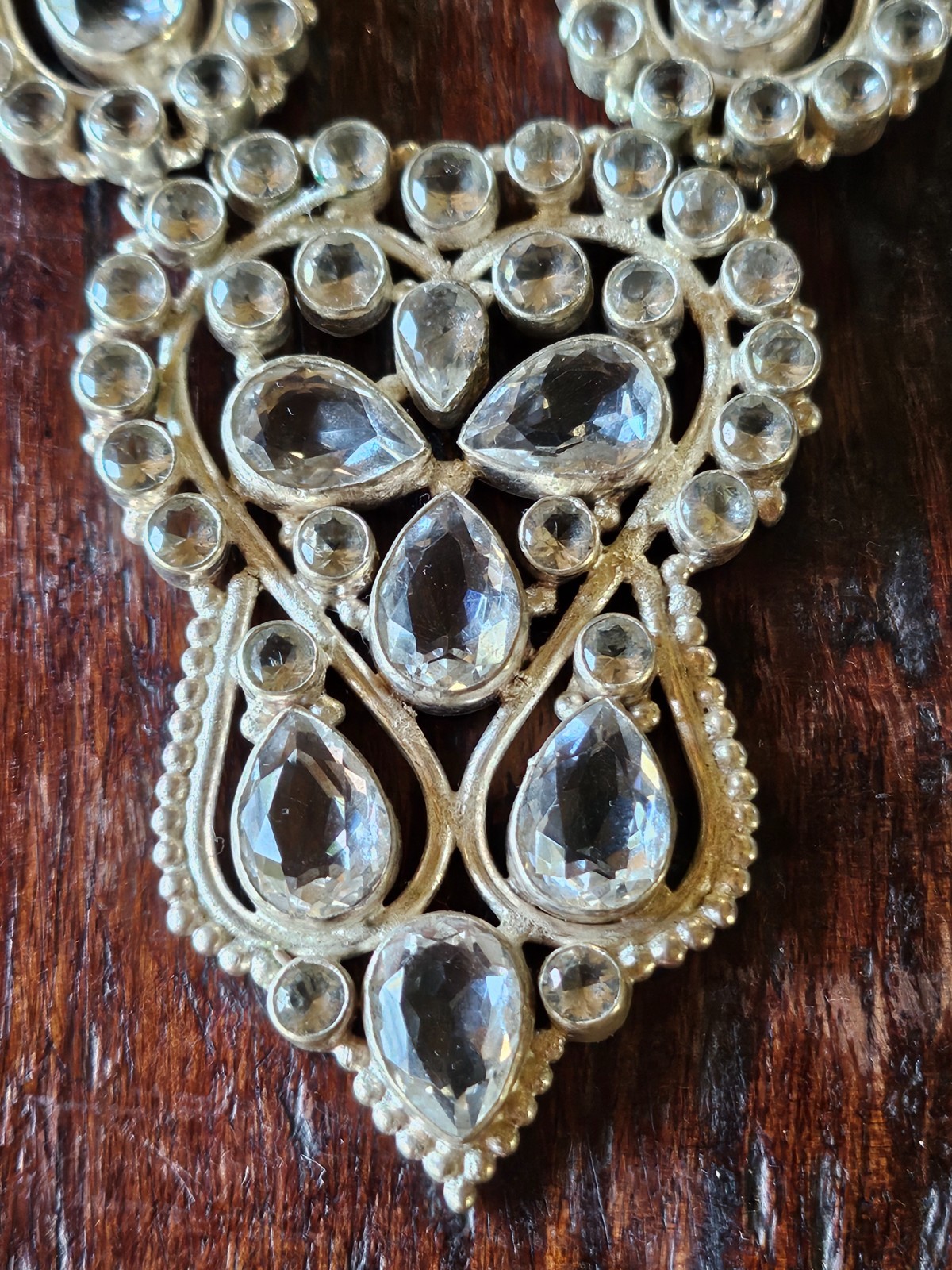 Vintage Sterling Silver Clear Rhinestone Wedding Necklace STUNNING ONE OF ONE