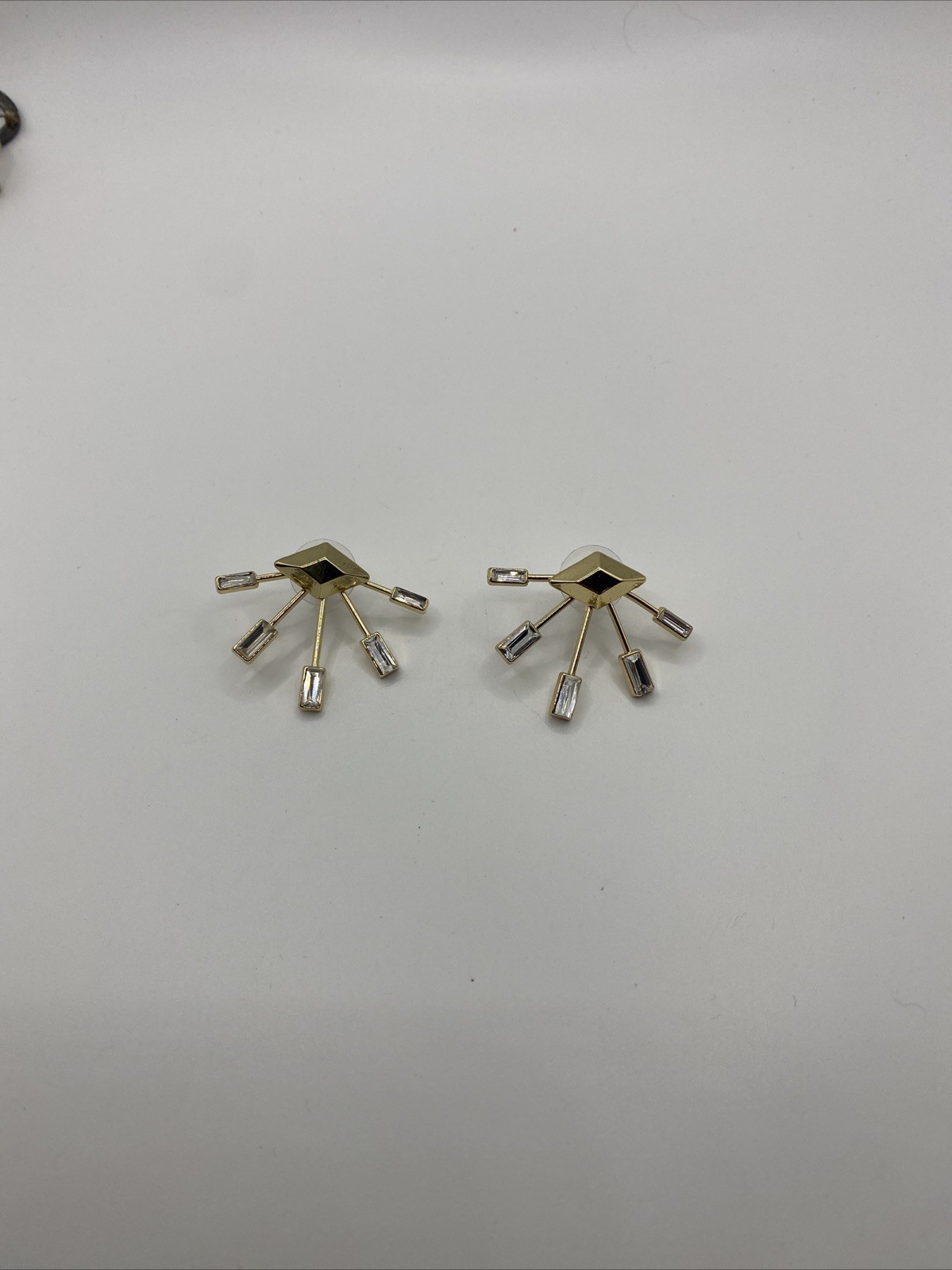 Vintage Signed YES CN Crystal & Goldstone Starburst Earrings