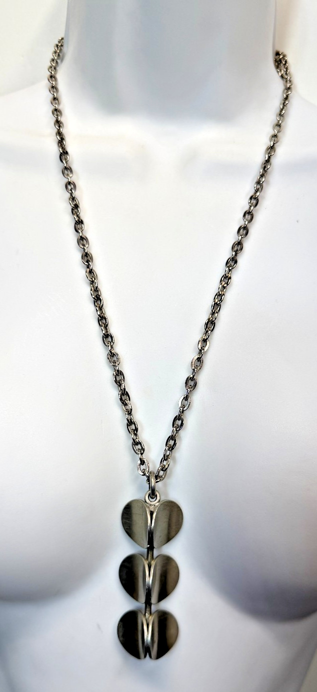 Vintage Necklace Modernist Dansk Denmark Unisex Brushed Silvertone 20 inches