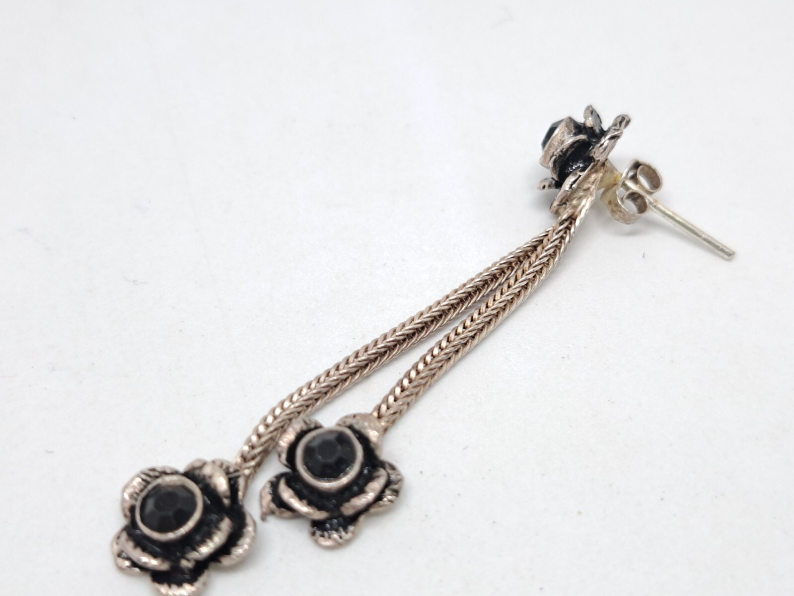 Vintage Set Necklace, Stud Earrings and Bracelet 925 Black Rose Ideal Gift