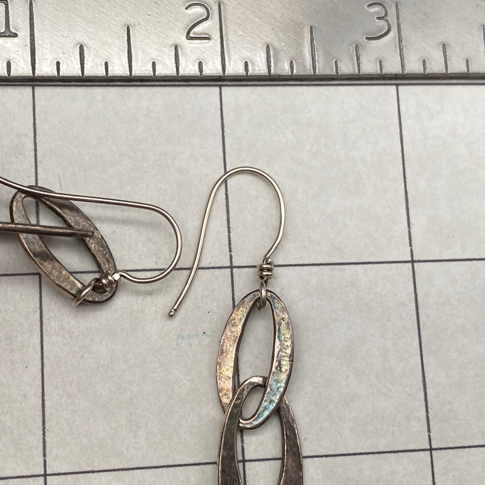 Vintage James Avery Hammer Work Sterling Silver Drop Earrings