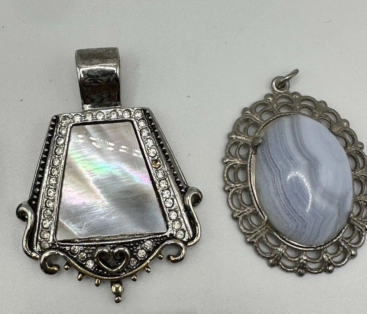 5pc Mixed Lot Silver Tone Metal Pendants, Multicolor