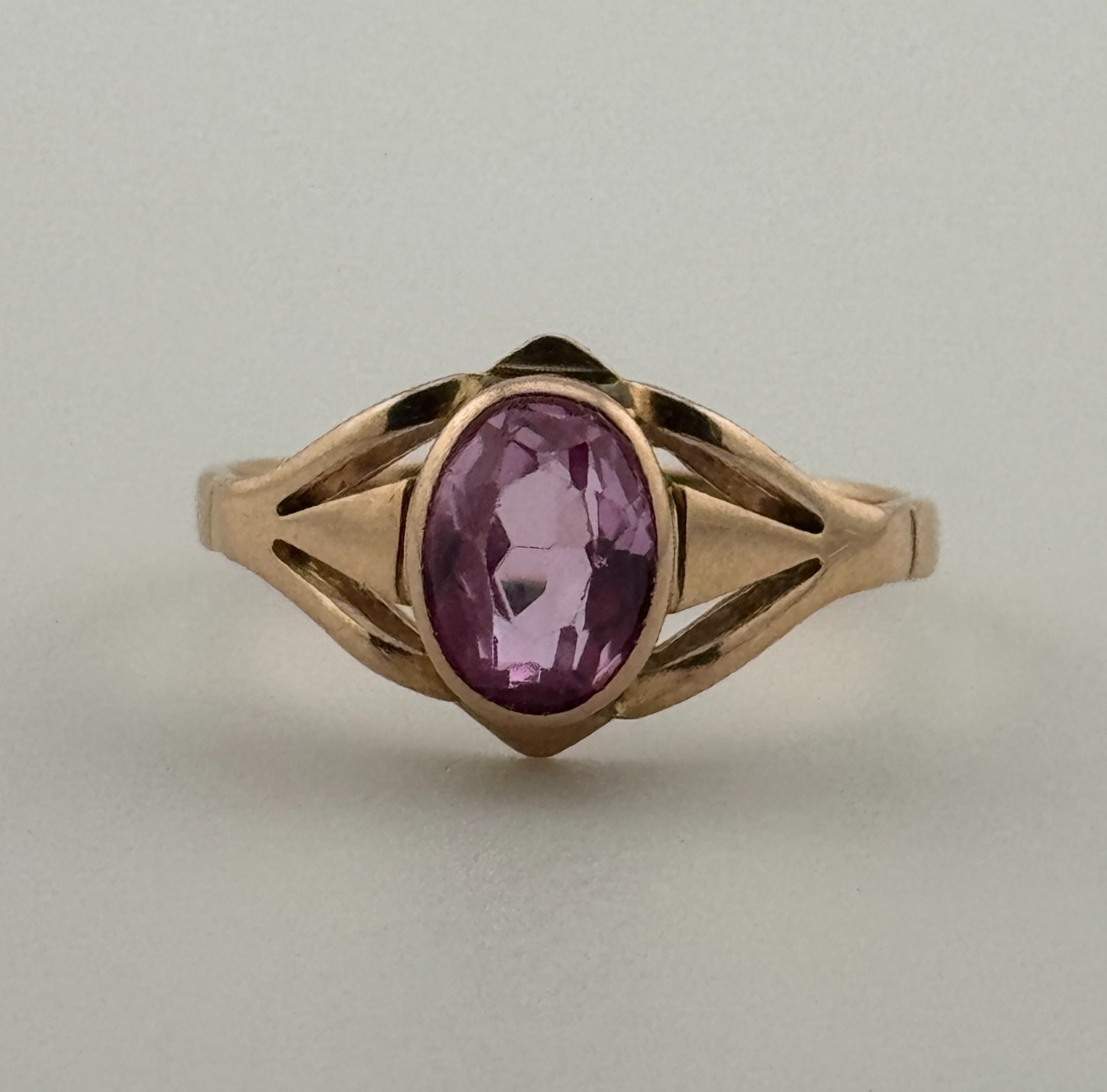 Soviet 14K Rose Gold Ruby Ring Vintage USSR 583 Hallmark Ukraine