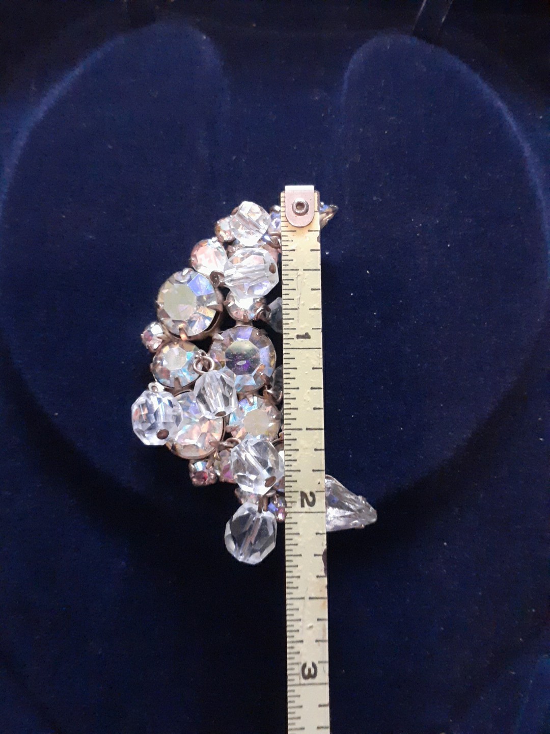 Vintage 1950s KRAMER Rhinestone and Dangling Beads Brooch & Clip On Earrings