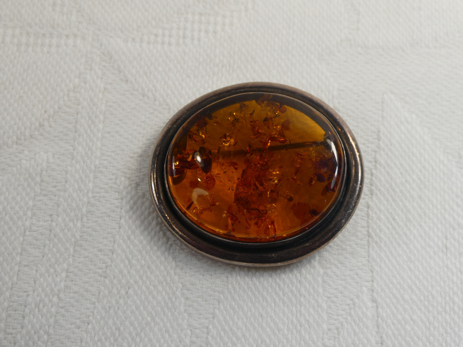 Large Vintage 925 Sterling Silver Baltic Amber Brooch 4cms Statement Brooch