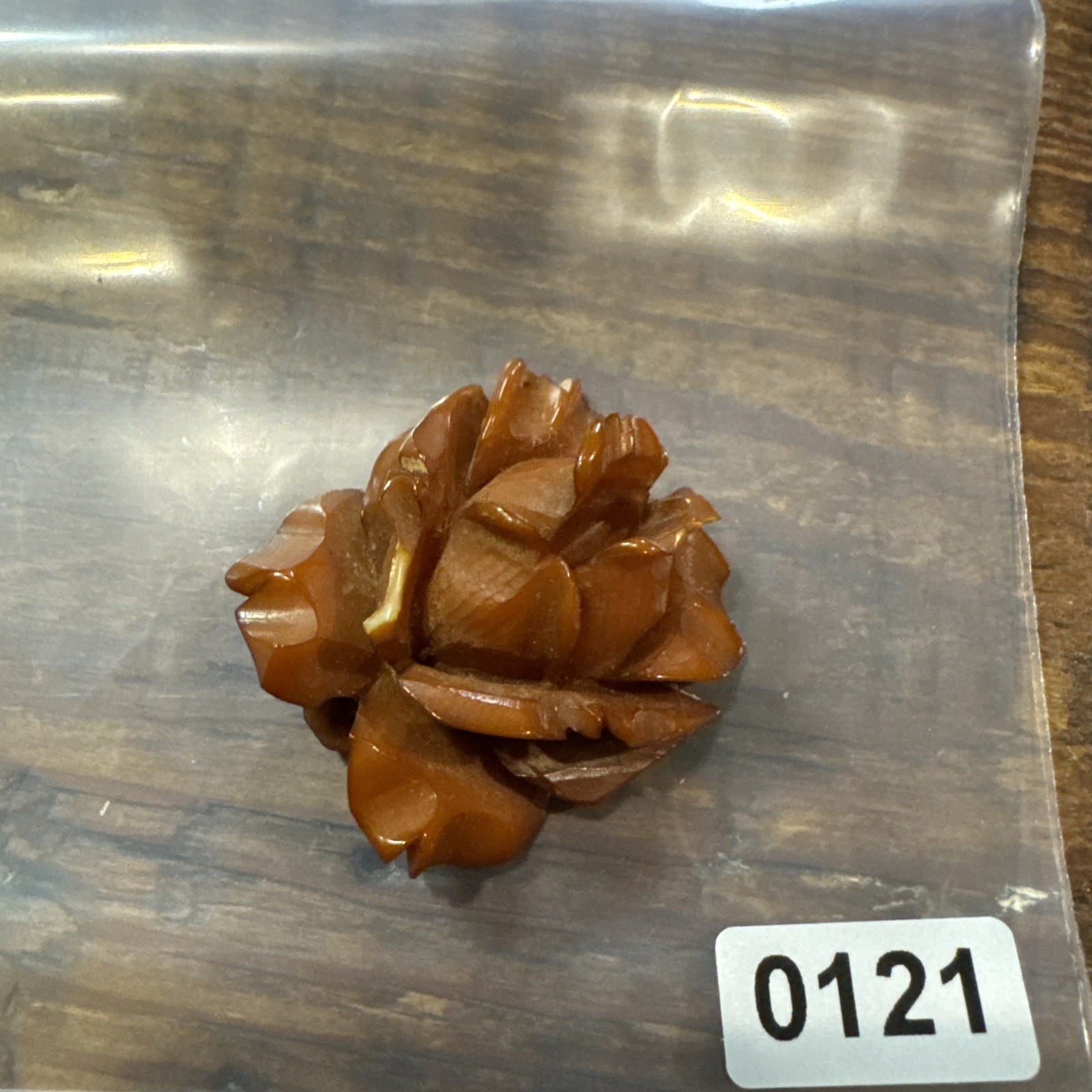 Vintage Butterscotch Bakelite Deeply Carved Round Flower Pendant