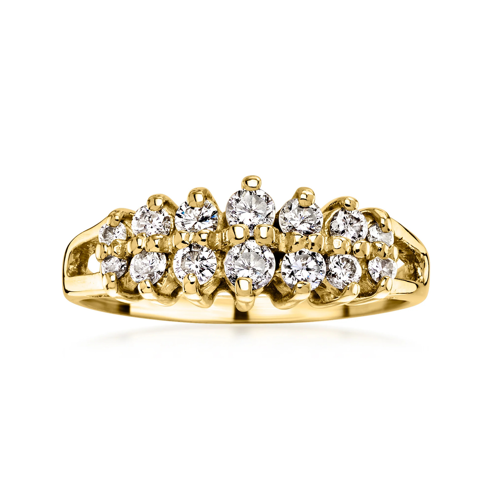 Vintage .55 ct. t.w. Diamond 2-Row Ring in 14kt Yellow Gold. Size 6