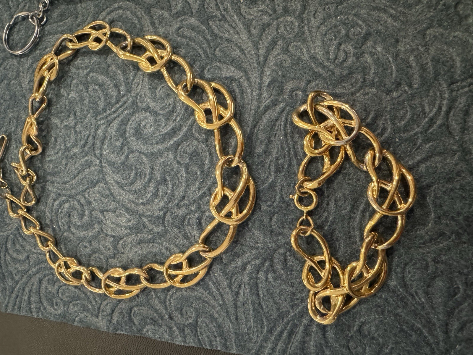 Unmarked Chunky Statement Runway Choker Necklace + Bracelet Set Gold Tone Chain