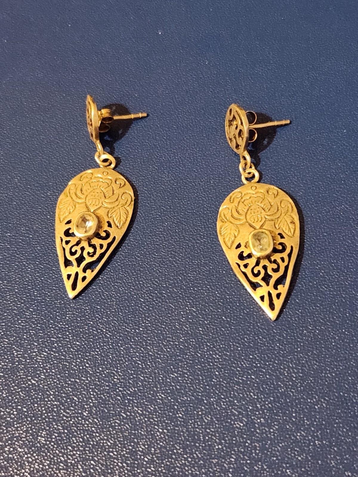 Sterling Silver White Stone Dangle Earrings