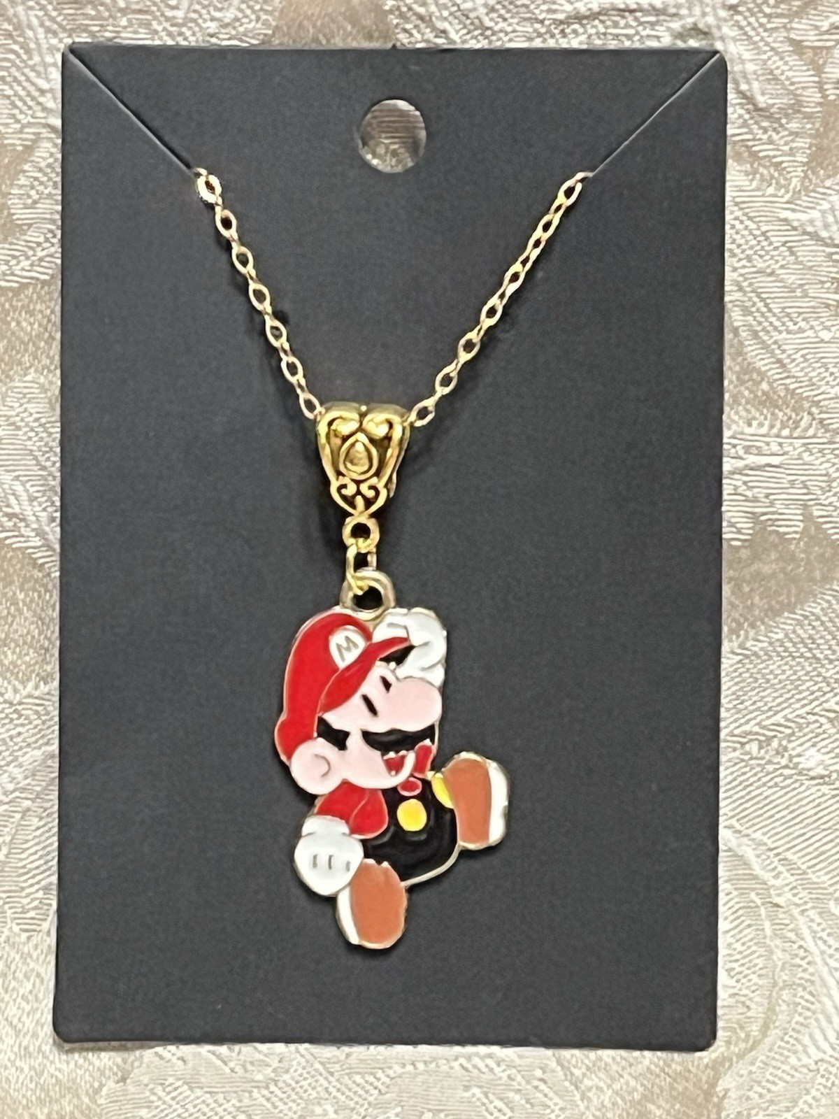 Cartoon Mario Luigi Video Game Gold Enamel Bohemian Trendy Necklace 18”
