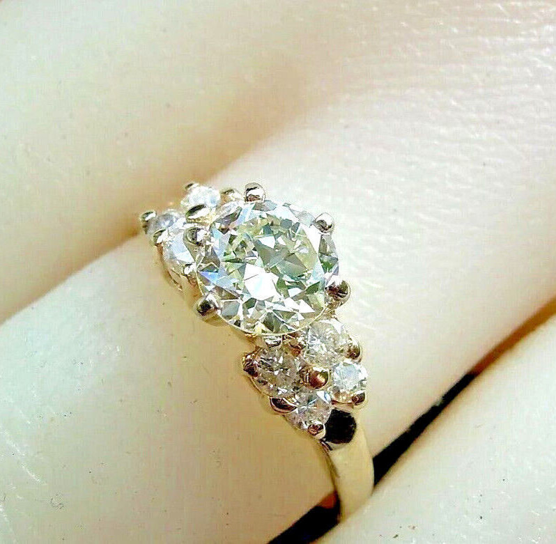 Original EARTH MINED DIAMOND Deco Engagement Ring 14K GOLD Vintage Solitaire S 6