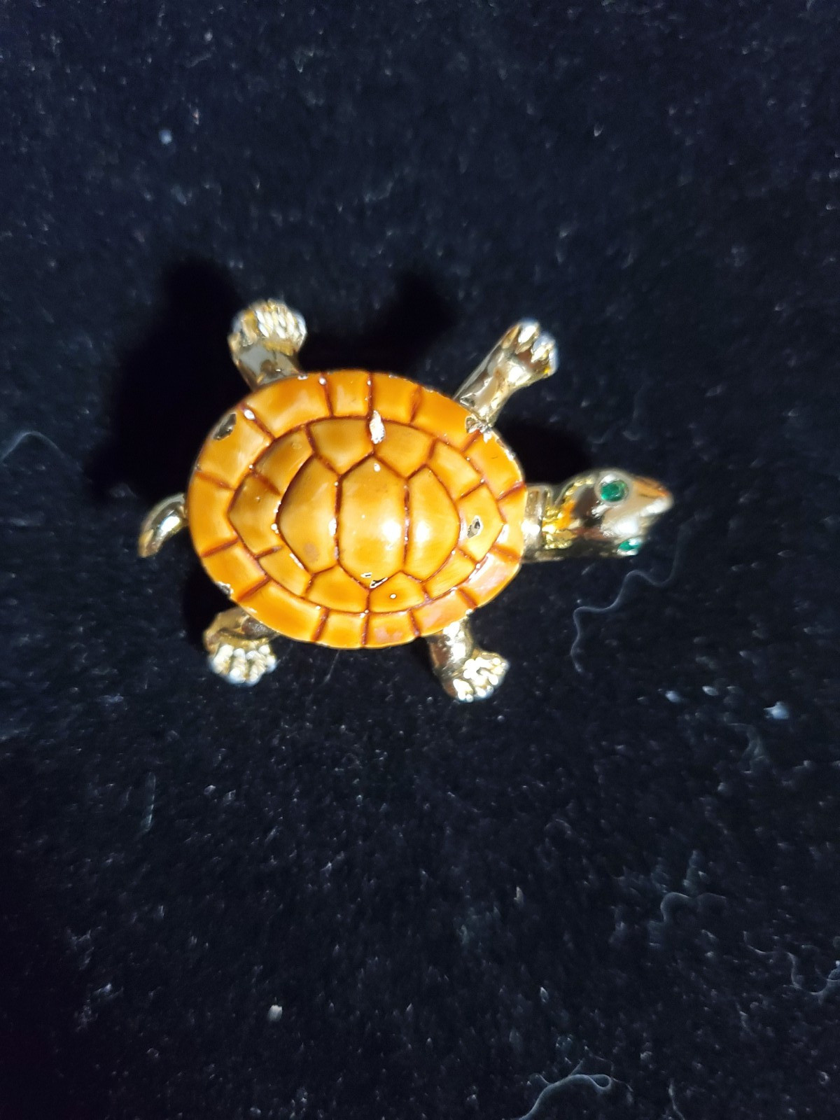 Vintage Unique Gold Tone Turtle Tortoise Pin Brooch Gemstone Unisex Gift Adult