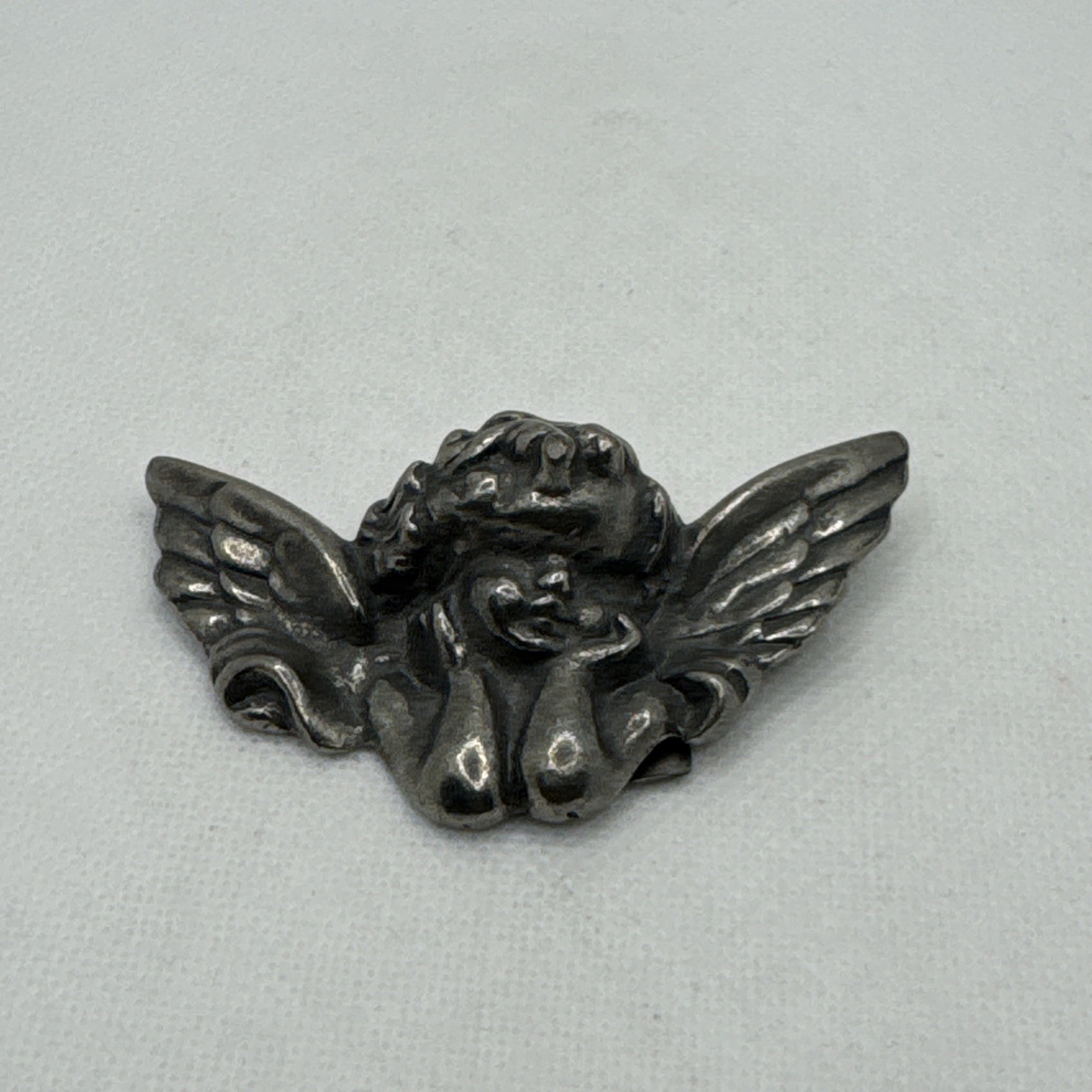 Vintage Cherub Angel 3” Axcess English Pewter Brooch Made In Great Britain