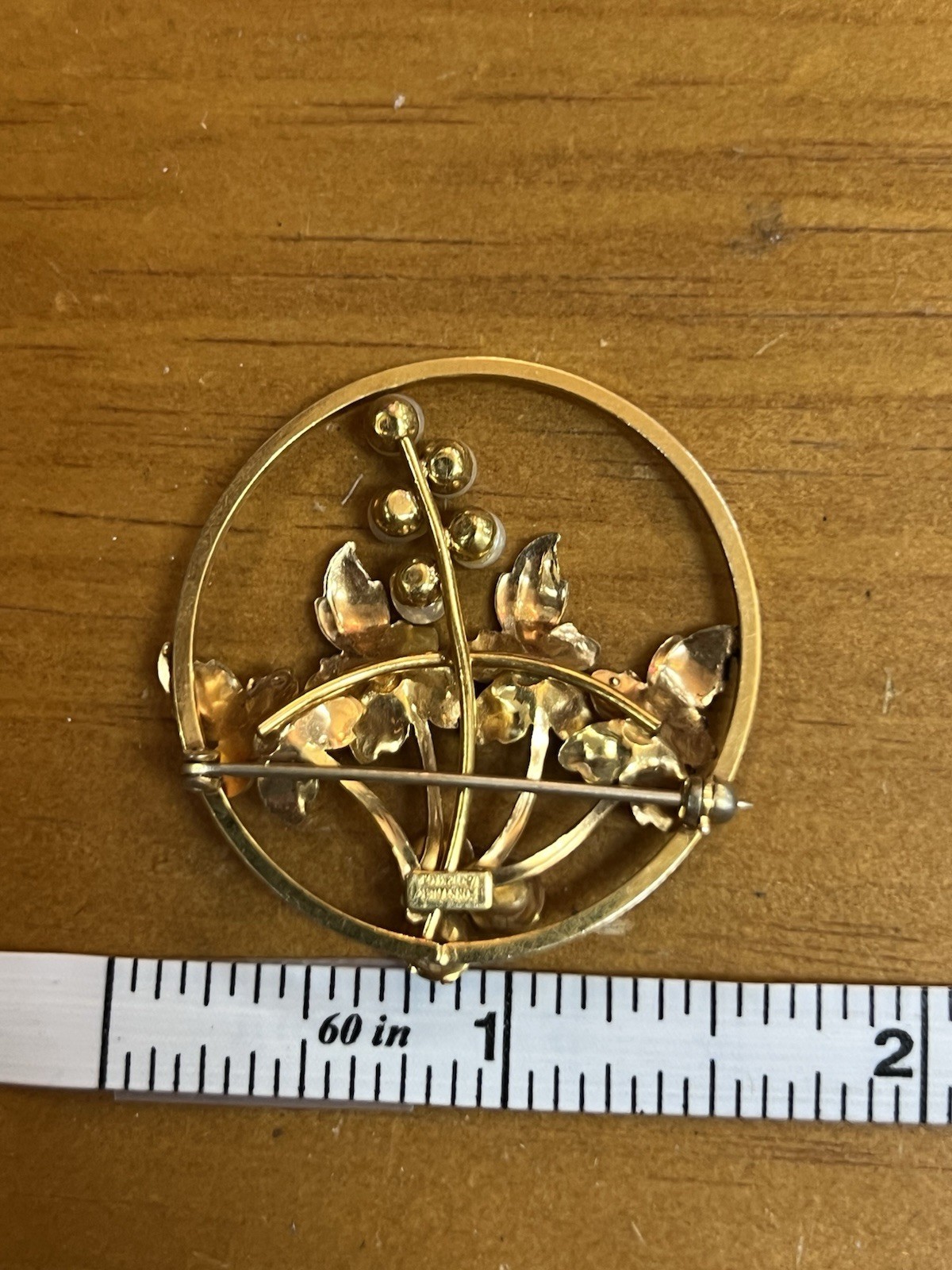 1/20th 12k Gold Filled Forstner Brooch With Leaf And Pearl
