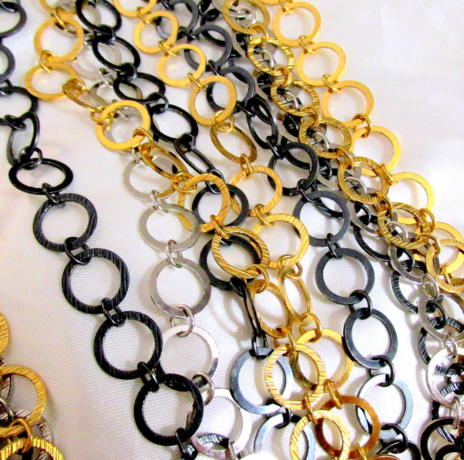 VTG RUNWAY NAPIER LUXE 36″ SWEEPING MULTICHAIN MIXED METAL NECKLACE MODERNIST