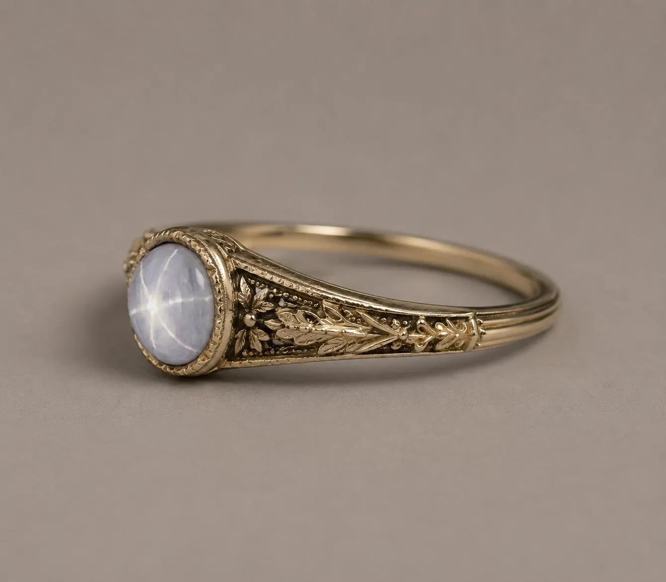 Natural Star Sapphire Ring 925 Sterling Silver Vintage Filigree Handmade Ring