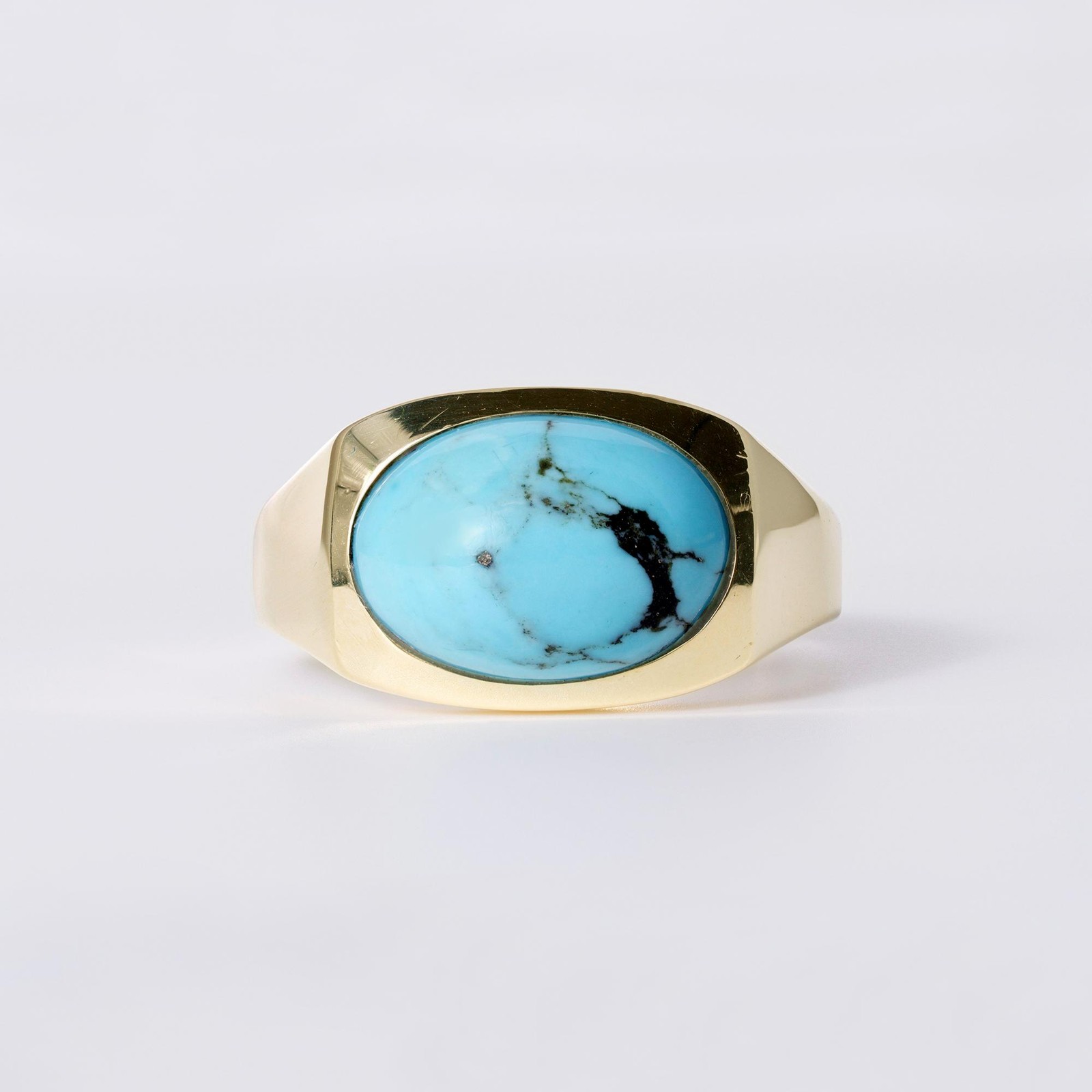 Vintage 1970s Men’s Turquoise & 14k Gold Ring