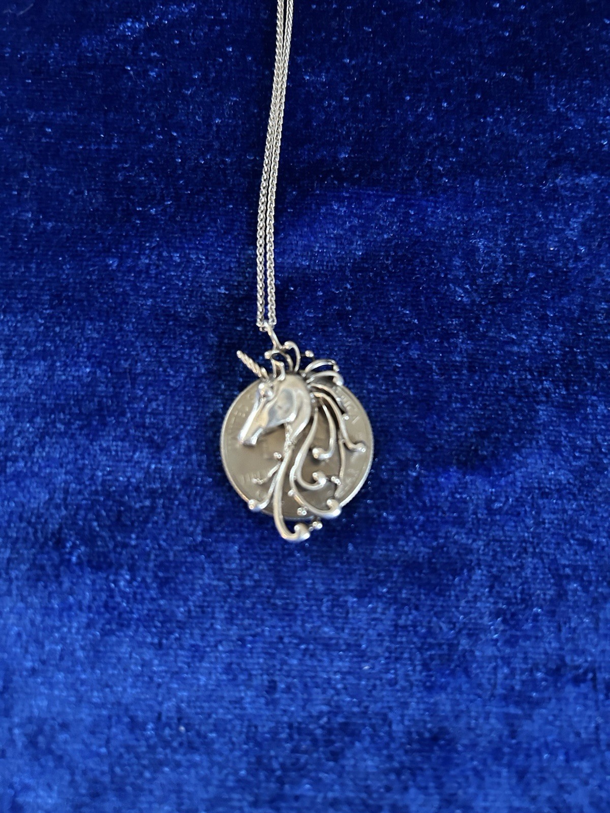 Vintage Sterling Silver Unicorn Pendant Necklace Nice Quality Pretty