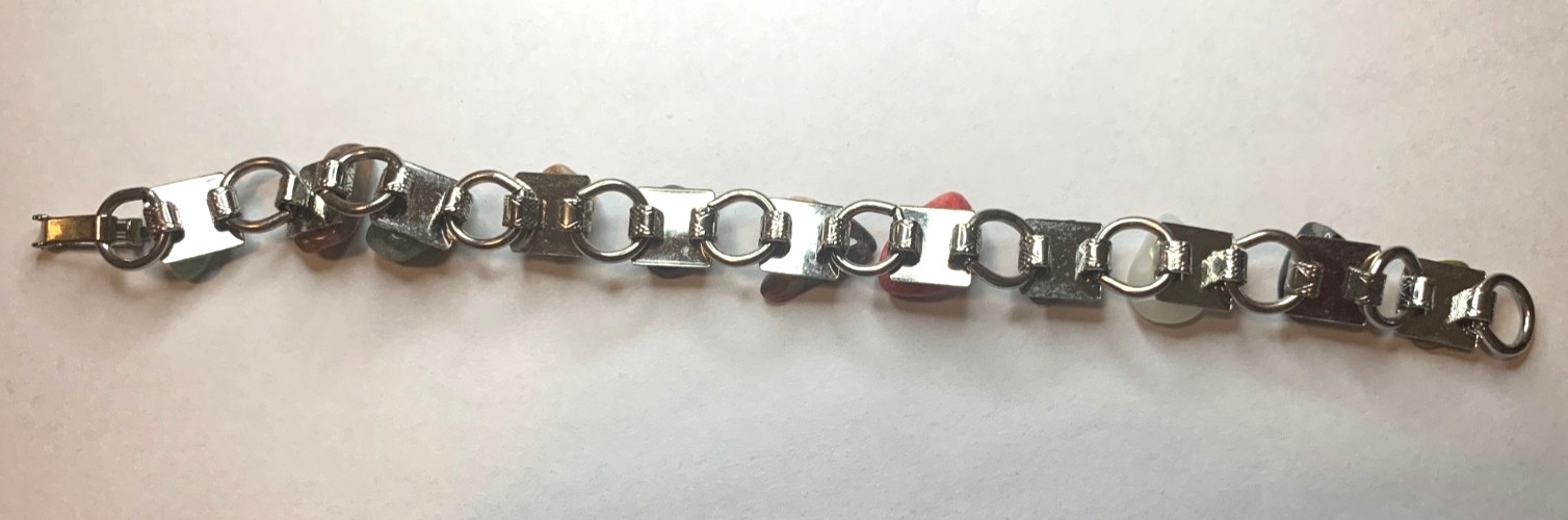 Vintage Semi Precious Gemstone Bracelet Multicolor Assorted 11 Stones 6.5 inches