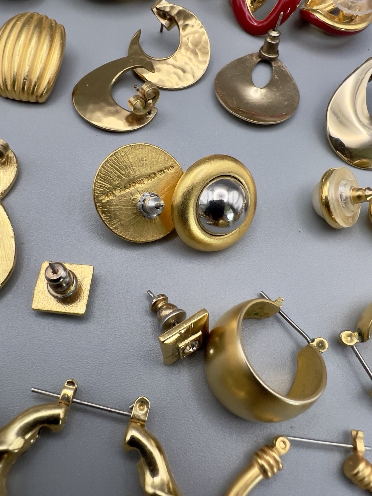 Vintage 1980s Pierced Earring Lot Gold Tone 45 Pairs Monet Trifari