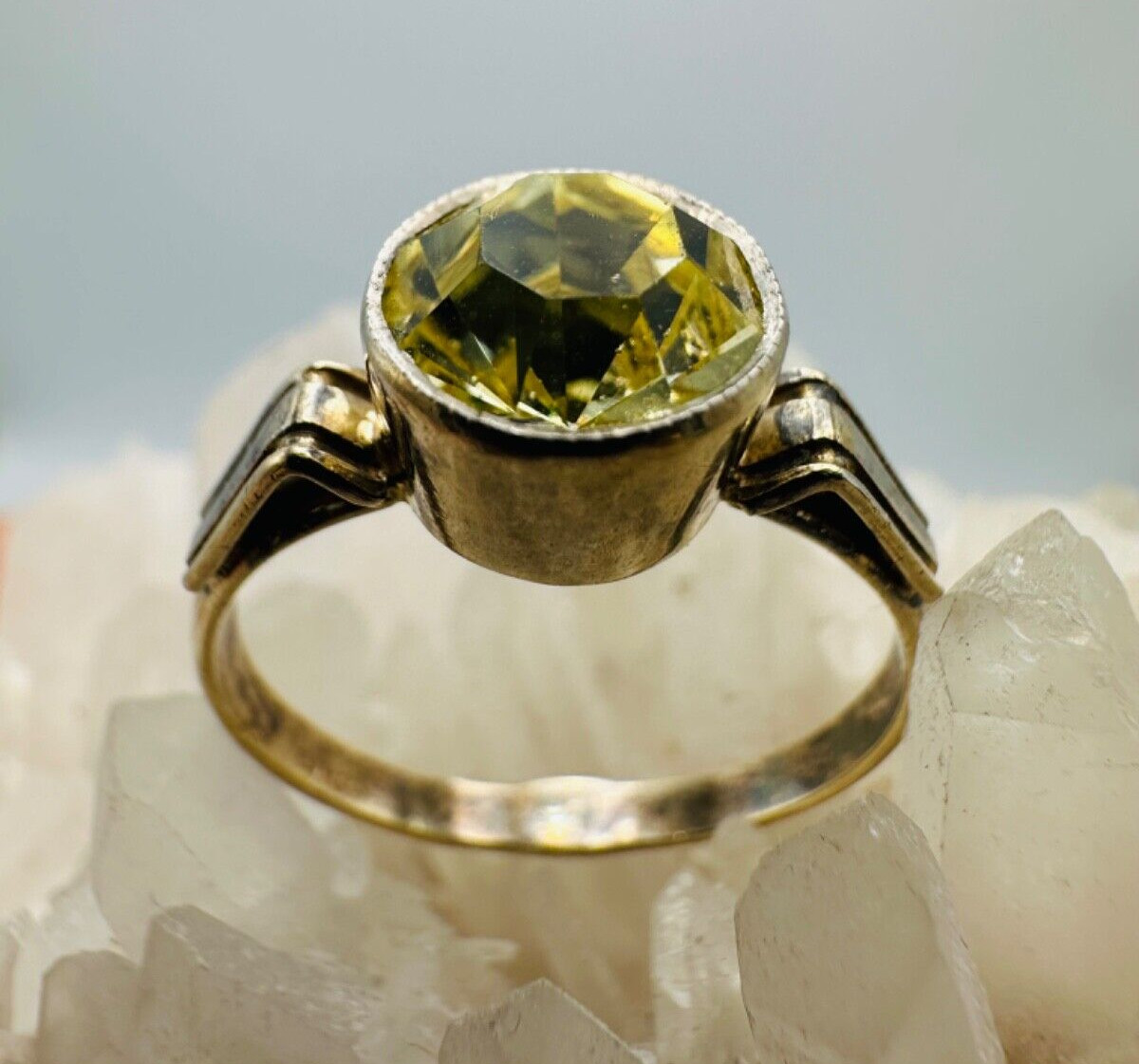 Vintage Gilt Silver Engagement Ring 875 soviet Women’s Jewelry
