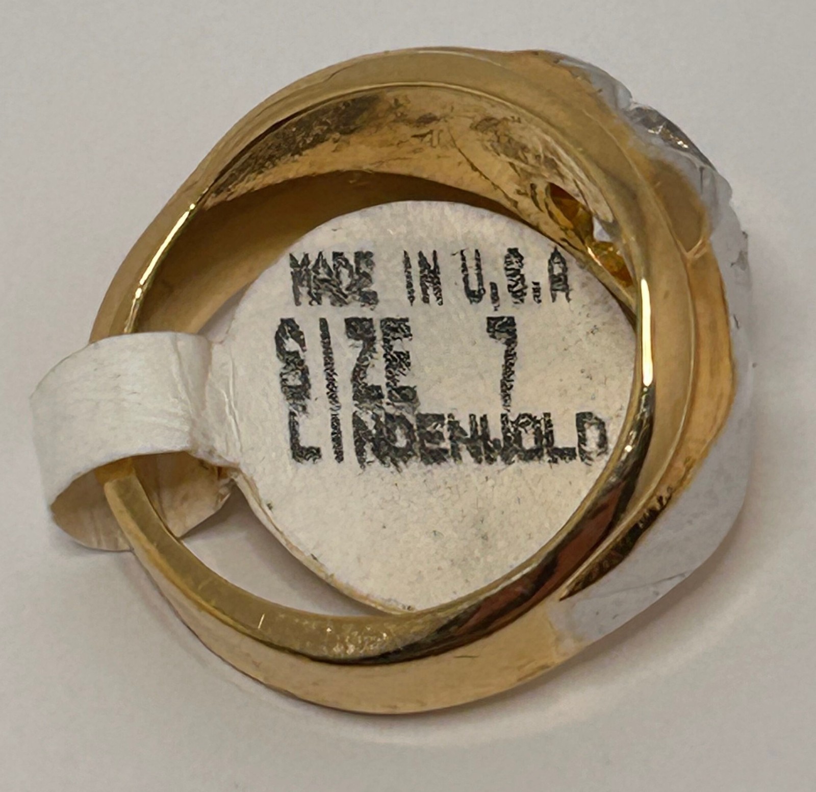 Vintage Two-Tone Lindenwold Clear Stone 14 KT Heavy Gold Electroplate Size 7