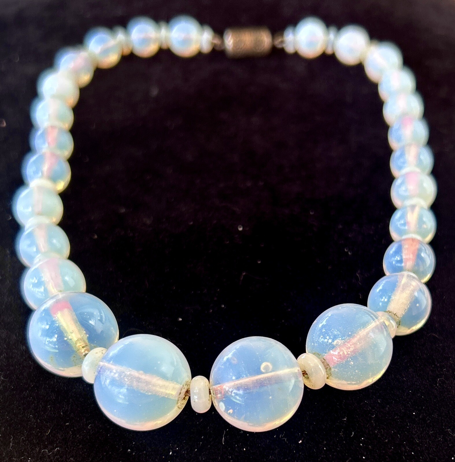 VTG LOUIS ROUSSELET France Graduated French Opaline Glass NECKLACE