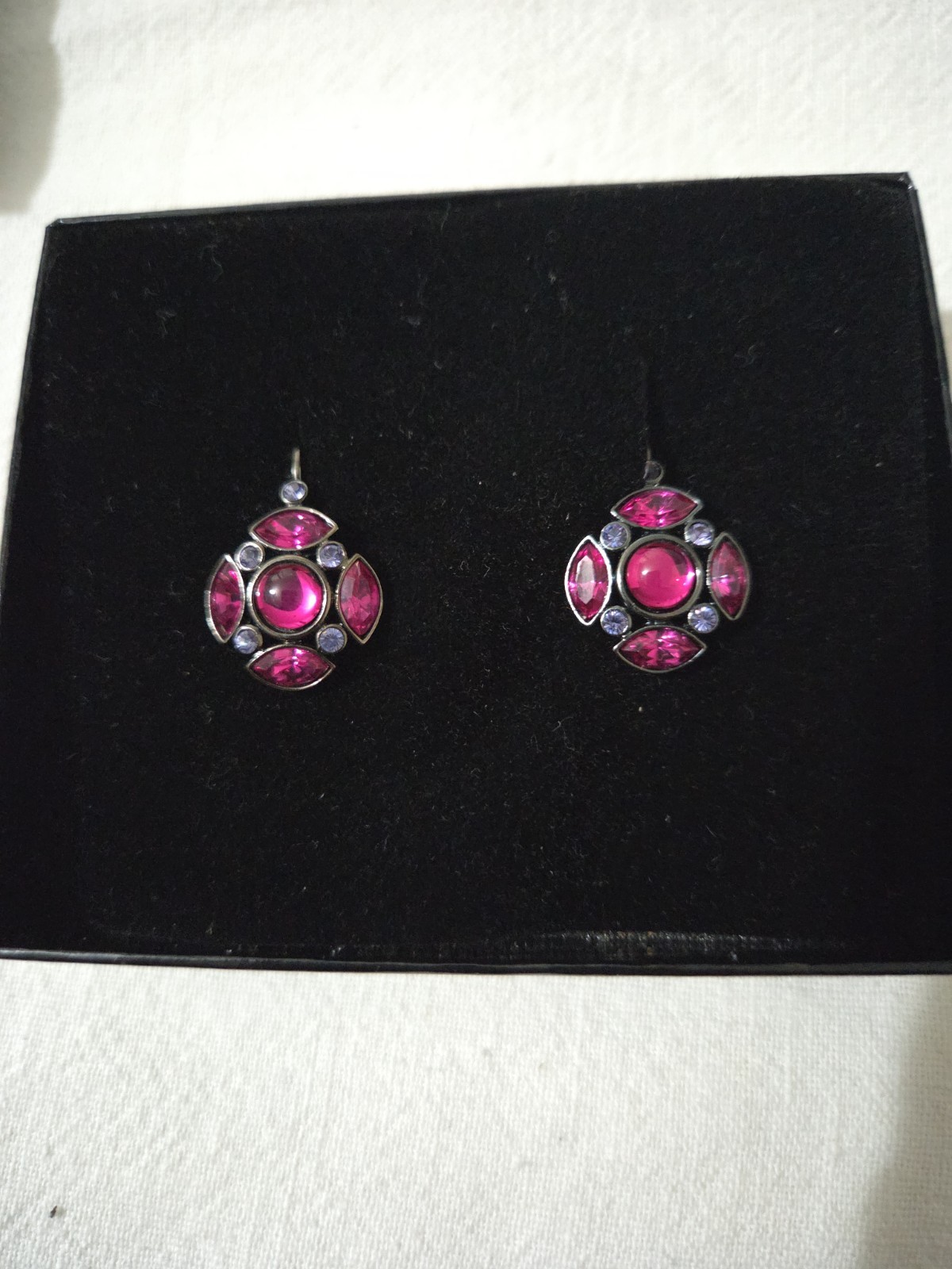 Joan Rivers Classics Collection Maltese Cross Leverback Earrings Fuchsia Pink…