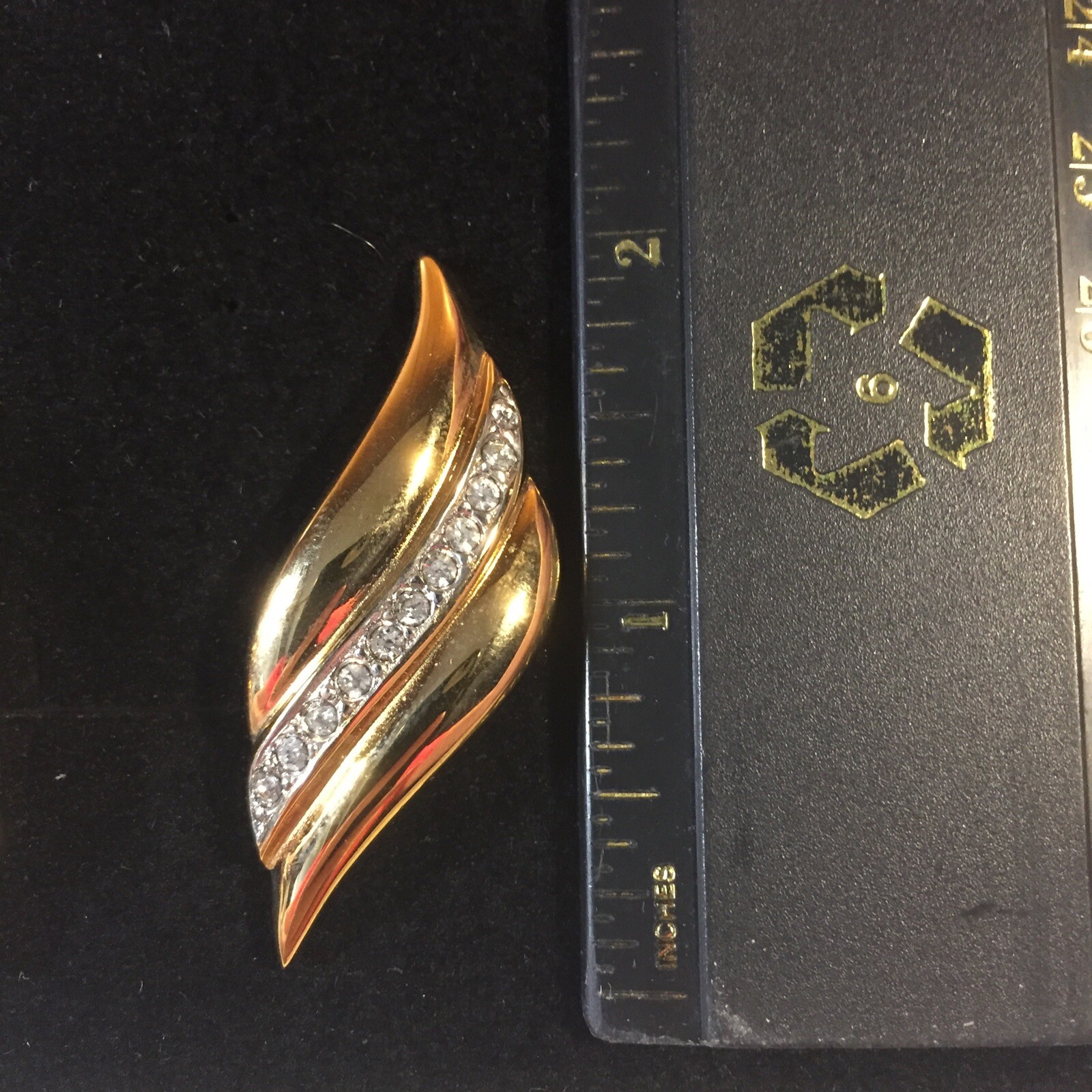 Vintage 1980s Pave Rhinestone Gold Plated Clip On Earrings