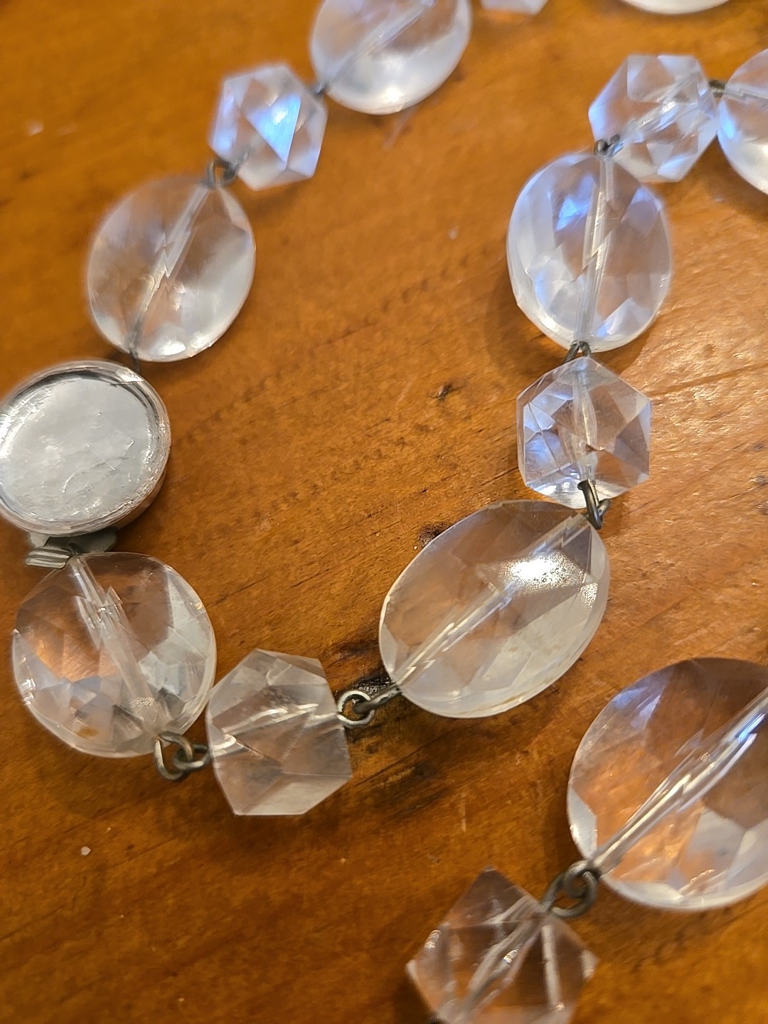 Clear 22″Beaded Vintage West Germany Plastic Glass Neckkace