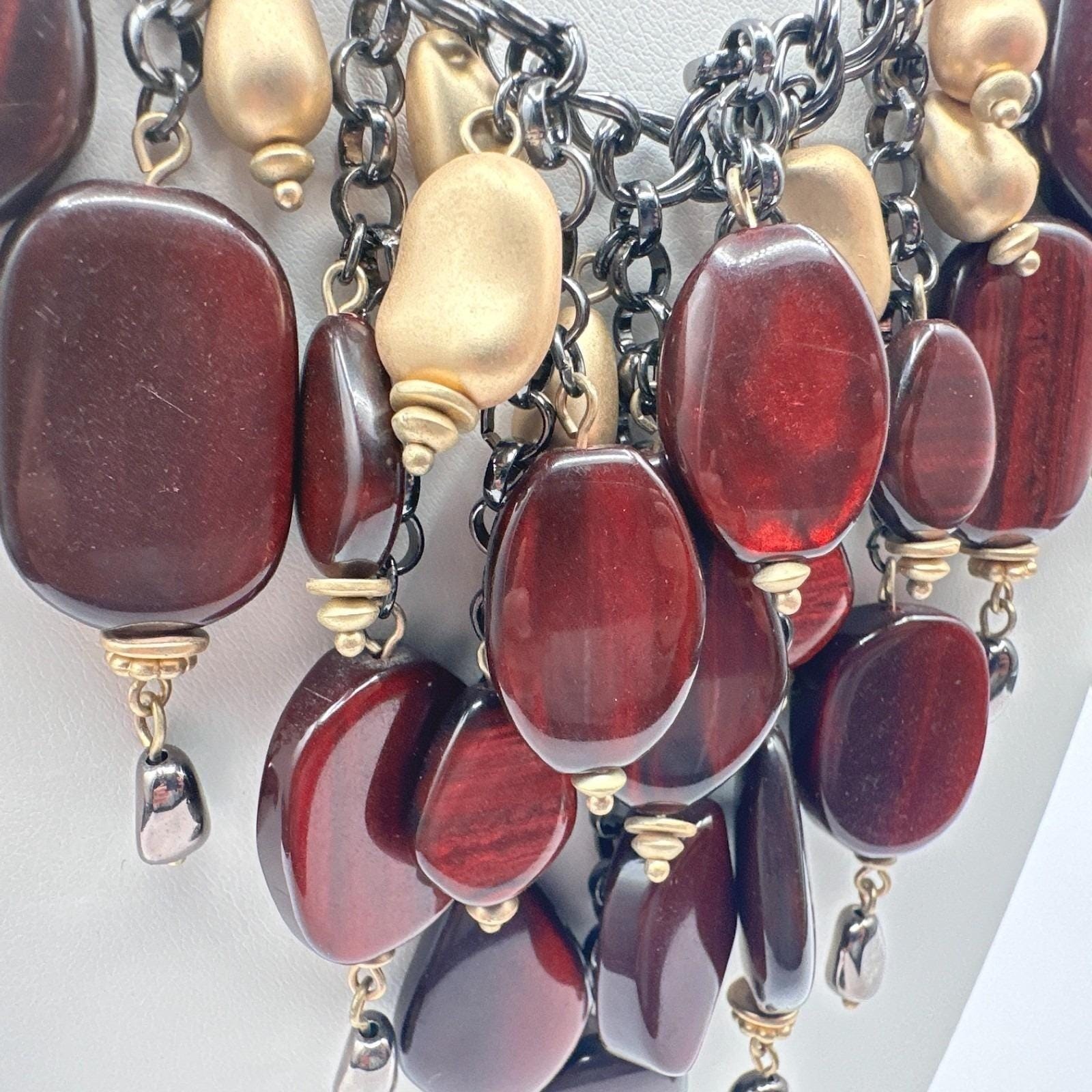 Vintage 90s Statement Chunky Bib Necklace Bold Boho Classic Women’s Jewelry