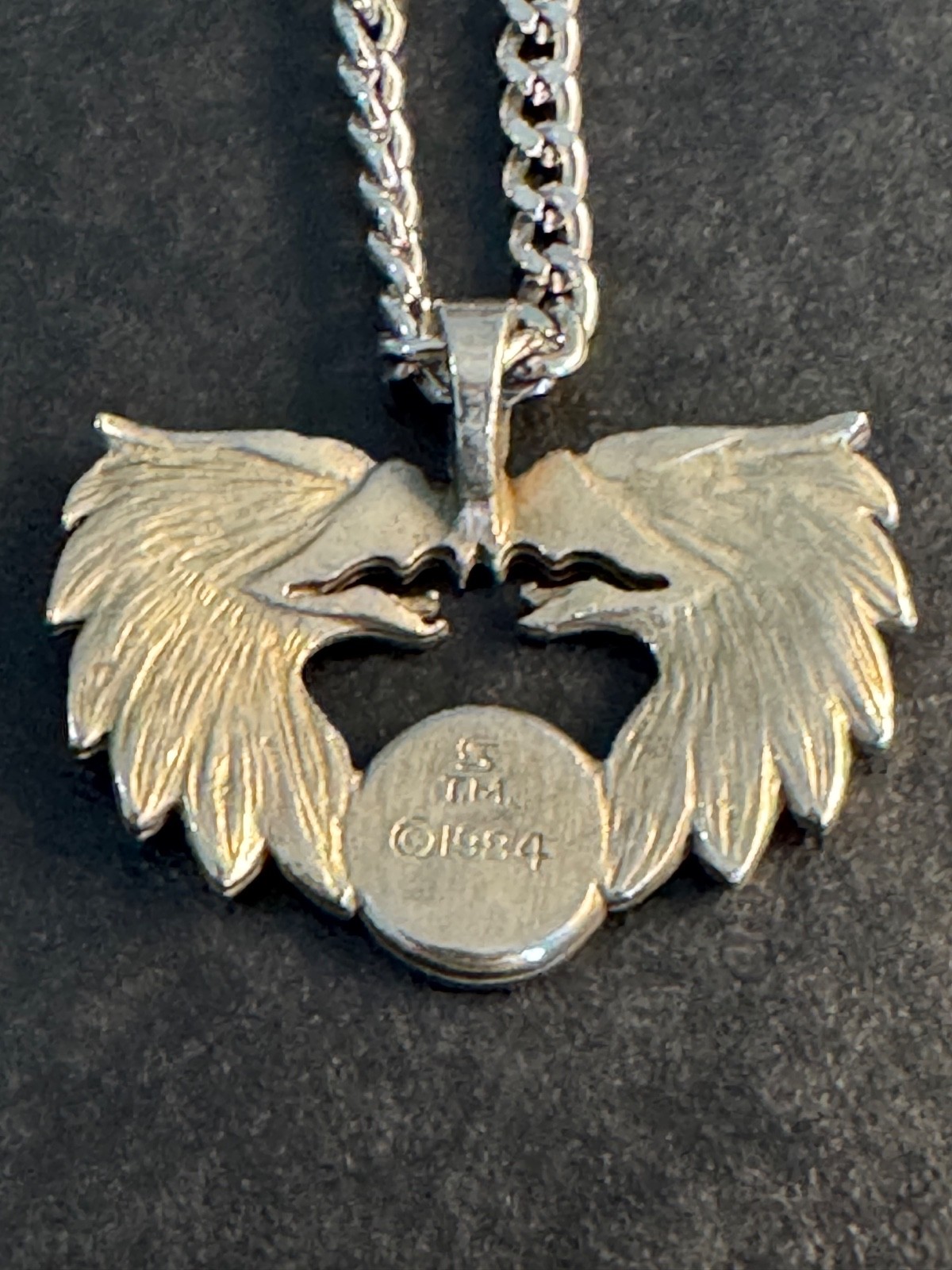 Vintage 1984 Silvertone Double Head Eagle with Indian Head Penny Pendant