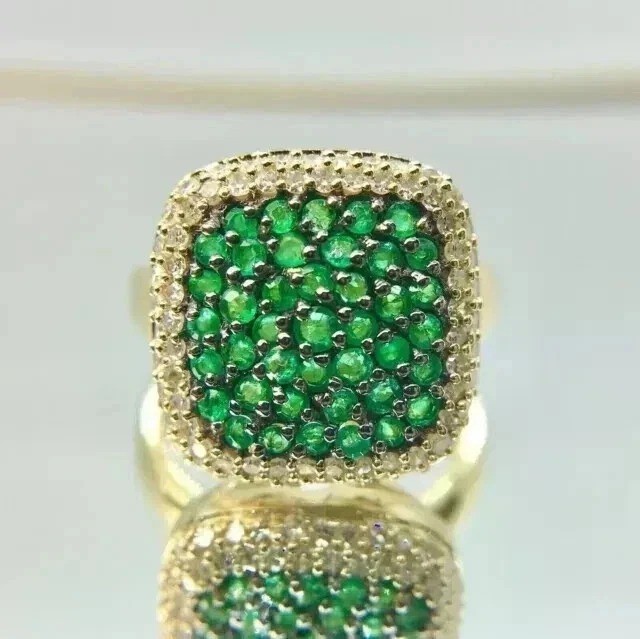 2.75Ct VVS1 Round Cut Lab Created Emerald Anniversary Wedding 14K Gold FN Ring
