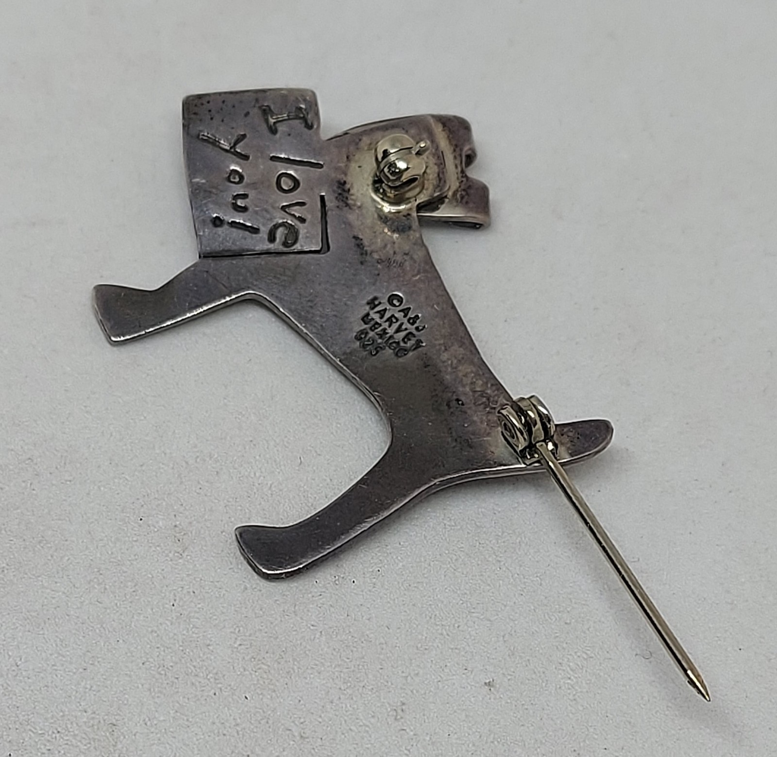 Vintage Anne & Jane Harvey 925 Mexico Sterling Silver Dog Brooch Pin