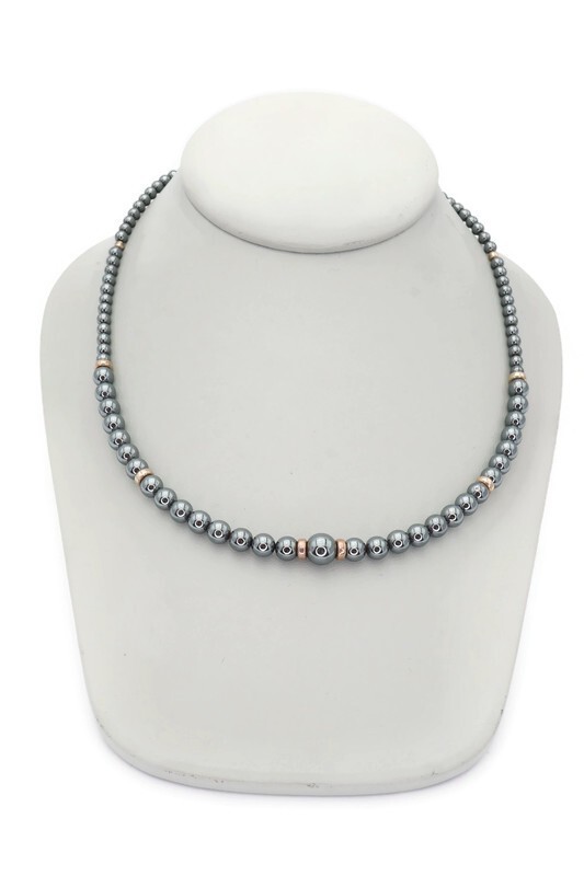 Vintage Sterling Silver 925 Hematite Necklace 18″