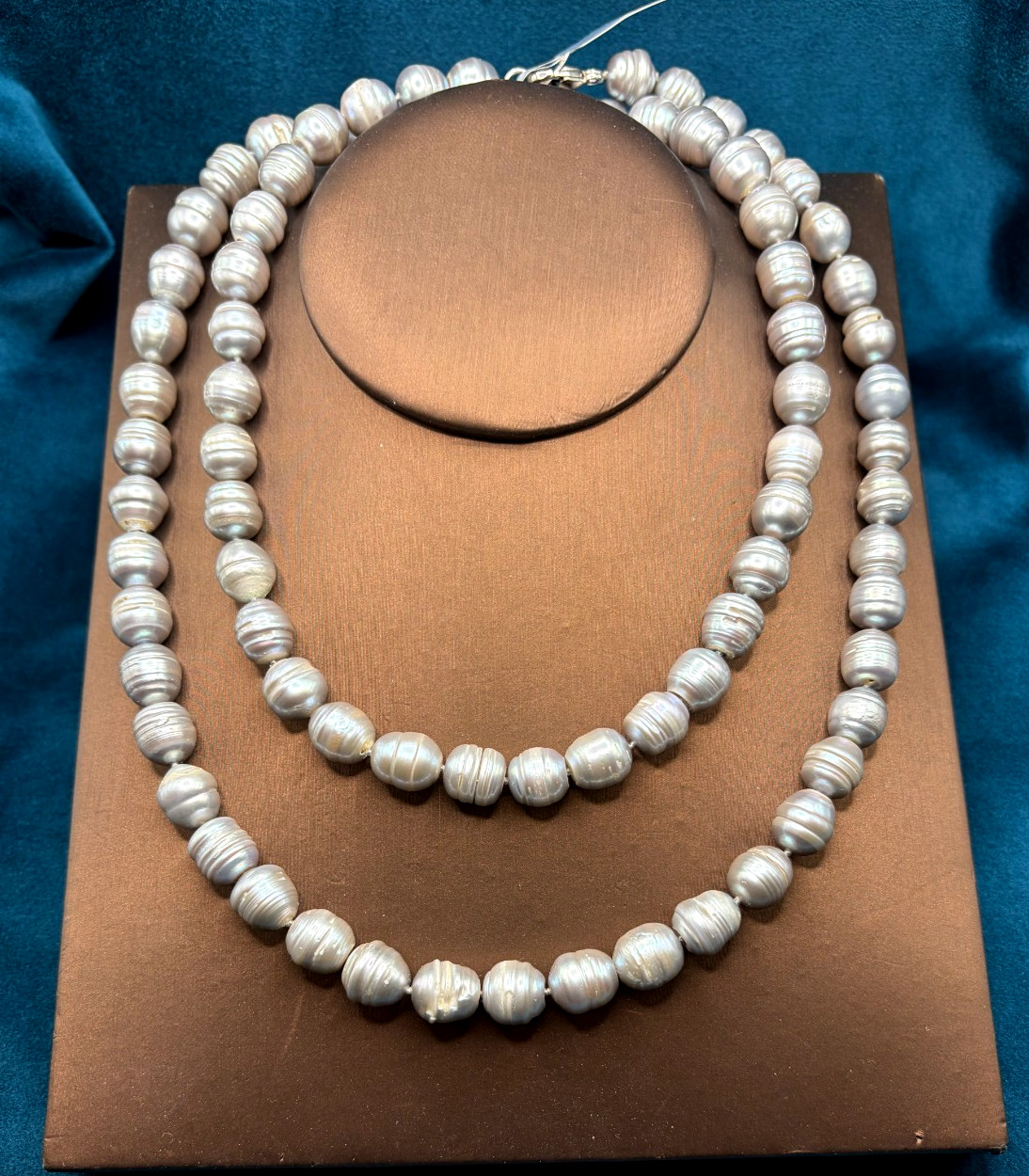 Lucoral Baroque Freshwater Pearl Necklace Gray 11mm 925 Clasp 38″
