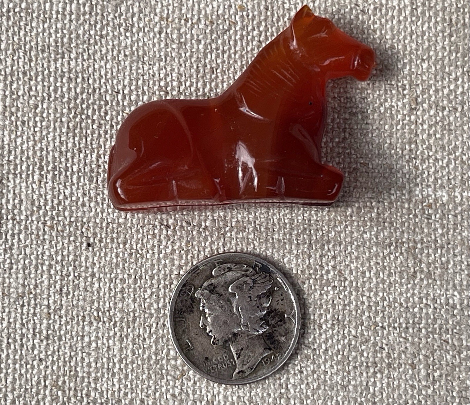 Vintage Chinese Carnelian Mini Horse Bead Pendant Necklace