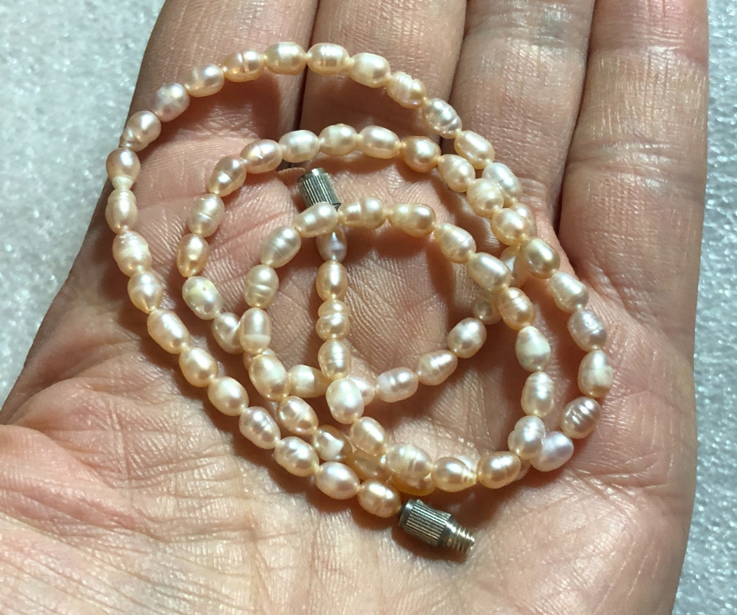Vintage Blush Pink Genuine Cultured Pearl Strand Necklace Natural Color 16″ P20