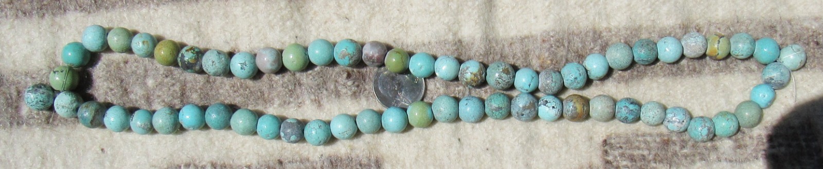 Fine Antique Vintage Chinese Natural Turquoise Bead Necklace 123Grams 29″ Hubei