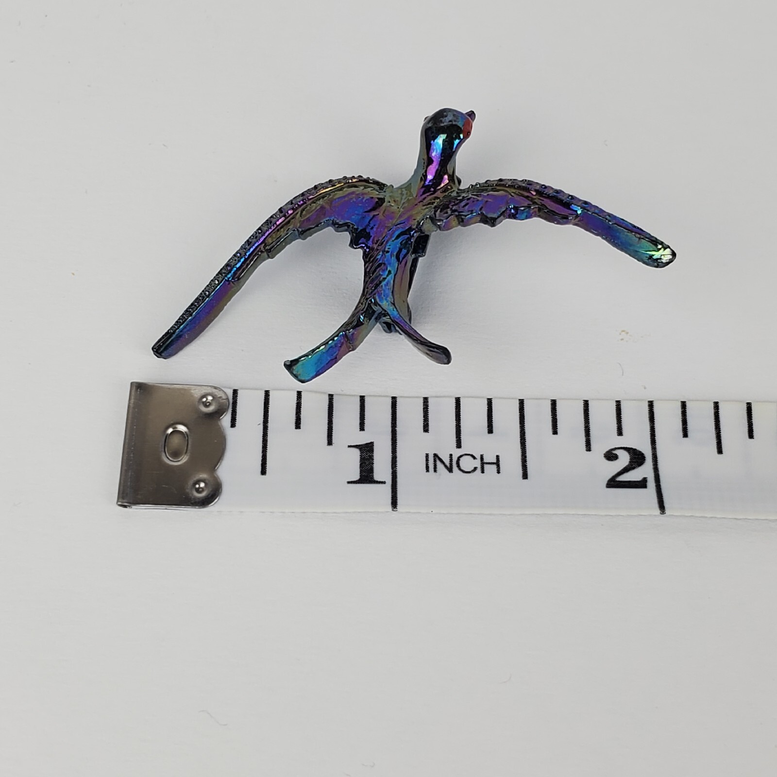 Vintage Gerry’s Iridescent Blue Purple w/ Gold Accents Red Eyes Bird Brooch Pin