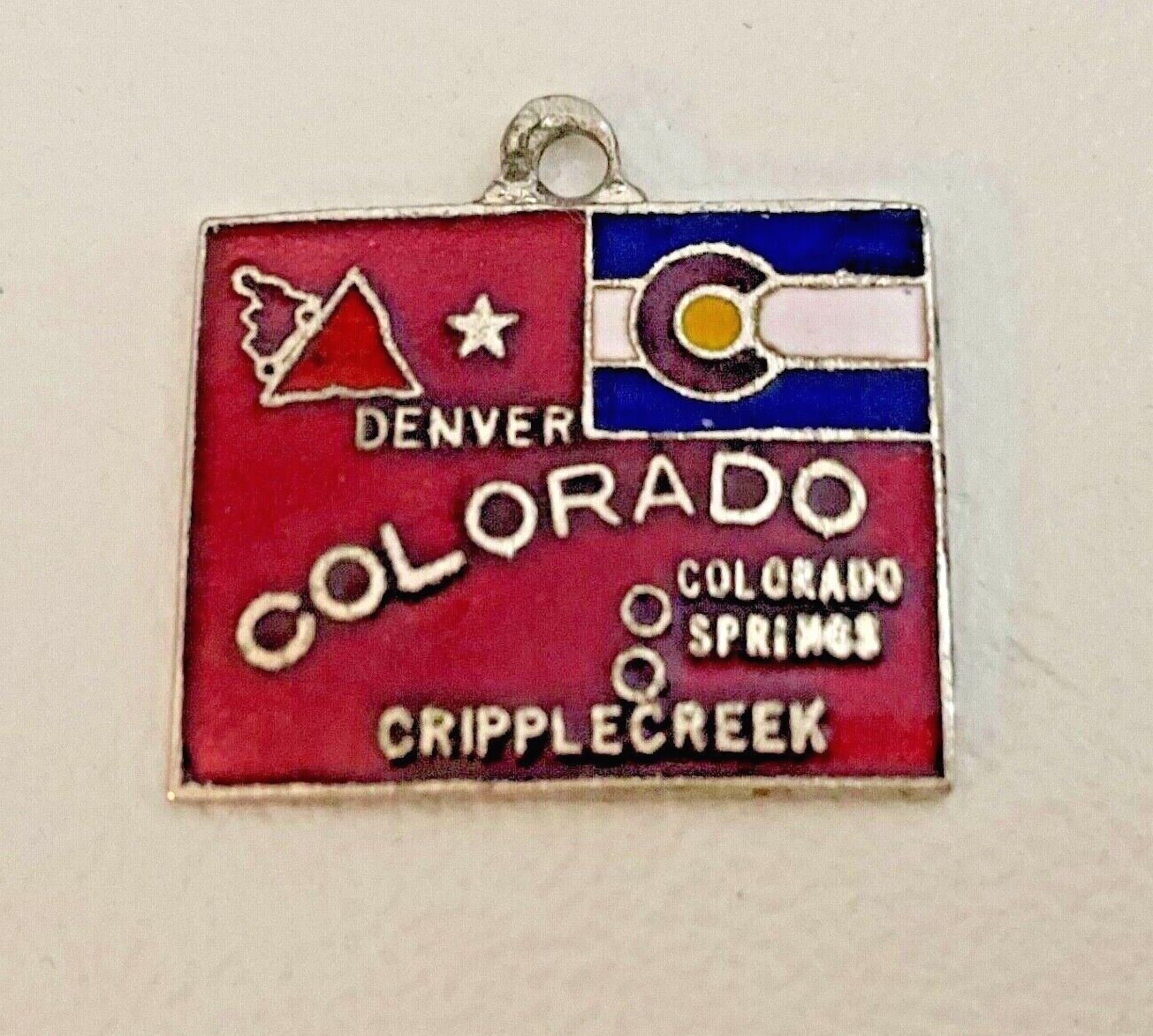 Vintage US Map Charms Retro Silver Cloisonné Enamel